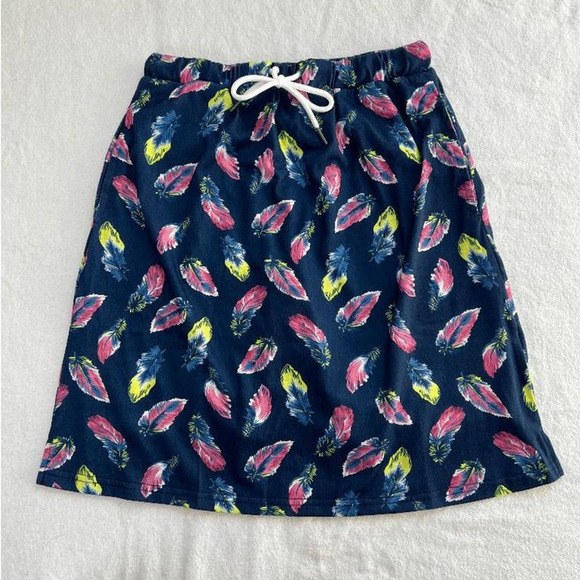 NWT Jack Smith Women's Skort Skirt Feather Print Drawstring Blue Casual Size S - Picture 1 of 7